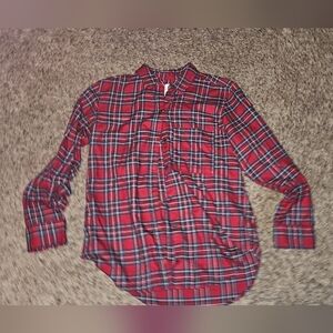 womens size small abecrombie and fitch red plaid long sleeved shirt